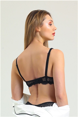 Magic Form 4686 Kadın Siyah Taşlı Dantelli Sütyen