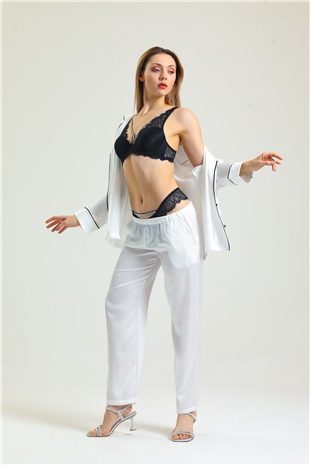 Magic Form 4686 Kadın Siyah Taşlı Dantelli Sütyen