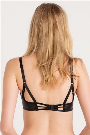 Magic Form 4759 Kadın Siyah Deri Görünüm Kumaşlı İnce Süngerli Çıkarılabilir Dolgulu Sütyen