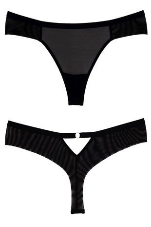 Magic Form 498 Kadın Siyah Tül Brazil Külot