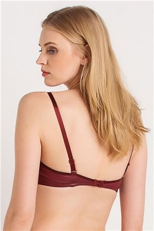 Magic Form 5059 Kadın Bordo Deri Görünüm Kumaşlı Sıvı Dolgulu Push-Up Sütyen