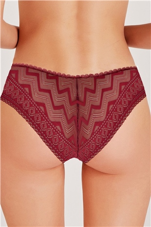 Magic Form 548 Kadın Bordo Zigzag Dantelli Normal Külot