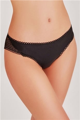 Magic Form 548 Kadın Siyah Zigzag Dantelli Normal Külot