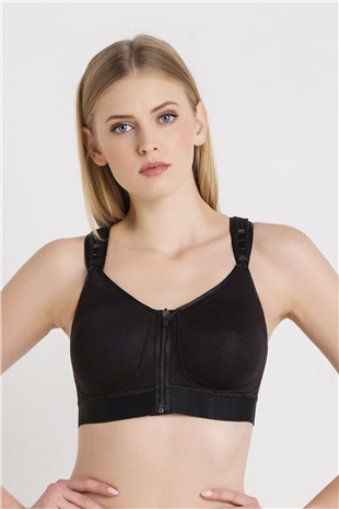 Magic Form 5722 Kadın Siyah Önden Fermuarlı Protez Sütyeni