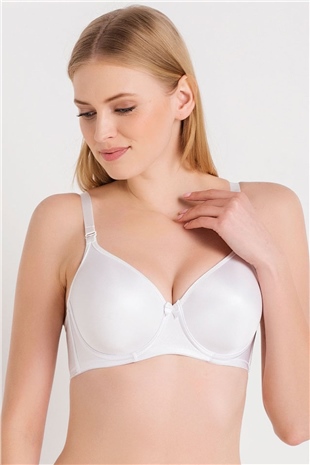 Magic Form 5738 Kadın Beyaz Düz Kumaşlı İnce Süngerli Tam Kap Toparlayıcı Sütyen
