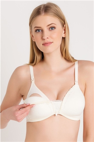 Magic Form 5761 Kadın Ekru Fisto Dantelli İnce Süngerli Emzirme Sütyeni