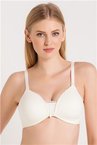 Magic Form 5761 Kadın Ekru Fisto Dantelli İnce Süngerli Emzirme Sütyeni