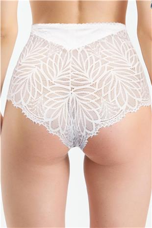Magic Form 586 Kadın Ekru Dantelli Yüksek Bel Külot