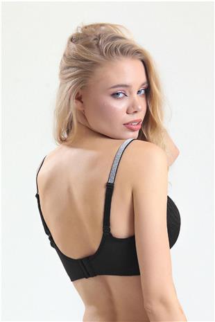 Magic Form 5985 Kadın Siyah Askısı Taşlı Dantelli Büyük Beden Sütyen