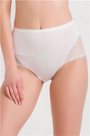 Magic Form 626 Kadın Beyaz Geniş Kenarlı Penye Kumaşlı Az Dantelli Normal Külot