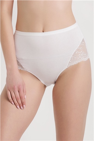 Magic Form 626 Kadın Ekru Geniş Kenarlı Penye Kumaşlı Az Dantelli Normal Külot