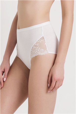 Magic Form 626 Kadın Ekru Geniş Kenarlı Penye Kumaşlı Az Dantelli Normal Külot