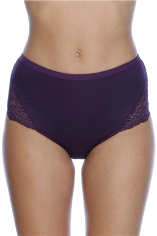 Magic Form 626 Kadın Mürdüm Geniş Kenarlı Penye Kumaşlı Az Dantelli Normal Külot