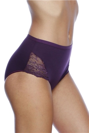 Magic Form 626 Kadın Mürdüm Geniş Kenarlı Penye Kumaşlı Az Dantelli Normal Külot