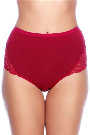Magic Form 626 Kadın Vişne Geniş Kenarlı Penye Kumaşlı Az Dantelli Normal Külot