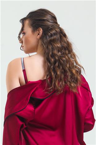 Magic Form 6389 Kadın Bordo Askısı Taşlı Dantelli Süngerli Sütyen