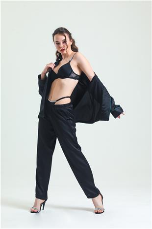 Magic Form 6389 Kadın Siyah Askısı Taşlı Dantelli Süngerli Sütyen