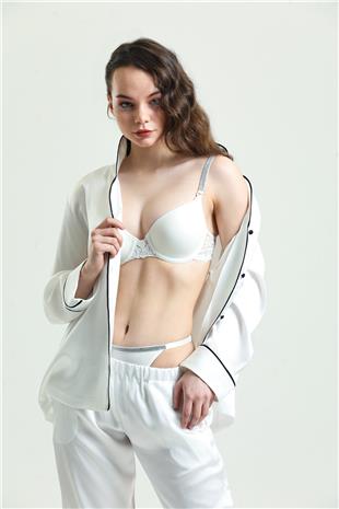 Magic Form 6389 Kadın Siyah Askısı Taşlı Dantelli Süngerli Sütyen