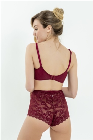 Magic Form 6689 Kadın Bordo Dantel İçi Boş Toparlayıcı Sütyen