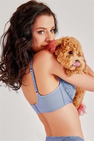 Magic Form 6689 Kadın Mavi Dantelli İçi Boş Toparlayıcı Sütyen