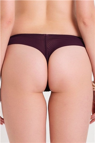 Magic Form 692 Kadın Koyu Mürdüm Brode Dantelli Brazil String Külot