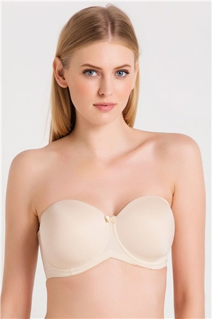 Magic Form 7038 Kadın Ten Düz Kumaşlı Büyük Beden İnce Süngerli Askısız Straplez Sütyen