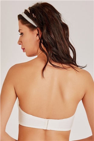 Magic Form 7073 Kadın Ekru Straplez Dantelli Büyük Beden Sütyen