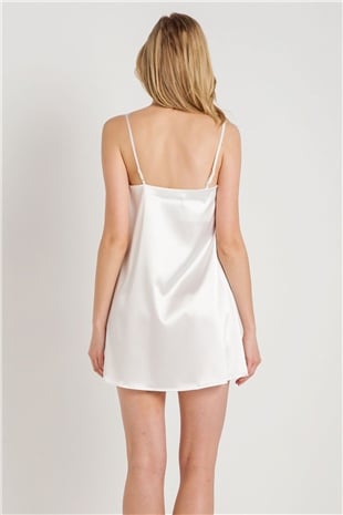 Magic Form 7270 Kadın Ekru Askılı Saten Gecelik