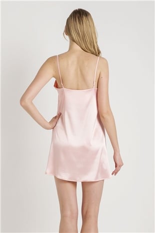 Magic Form 7270 Kadın Pembe Askılı Saten Gecelik