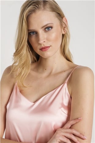Magic Form 7270 Kadın Pembe Askılı Saten Gecelik