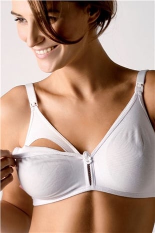 Magic Form 7861 Kadın Beyaz Penye Kumaşlı Süngersiz Balensiz Emzirme Sütyeni