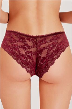 Magic Form 789 Kadın Bordo Önü Kumaş,Arkası Dantel Normal Külot