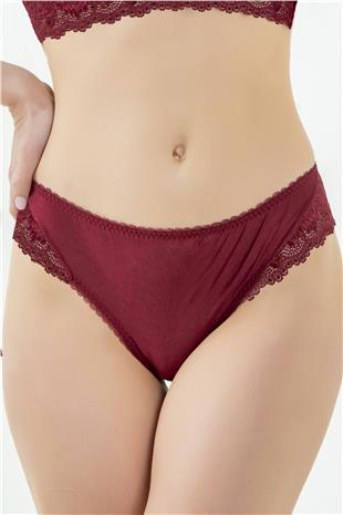 Magic Form 789 Kadın Bordo Önü Kumaş,Arkası Dantel Normal Külot