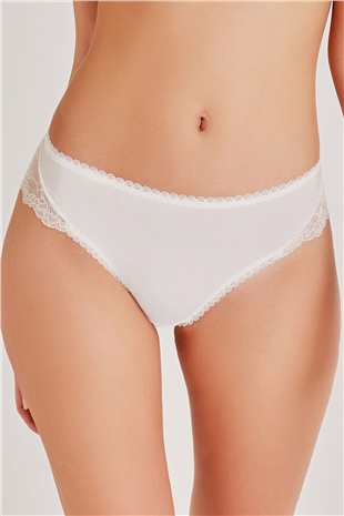 Magic Form 789 Kadın Ekru Önü Kumaş Arkası Dantel Normal Külot