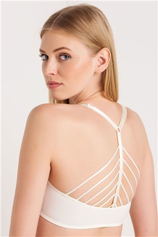 Magic Form 8026 Kadın Ekru Önden Klipsli Sırtı Şeritli Çıkarılabilir Destekli Sütyen