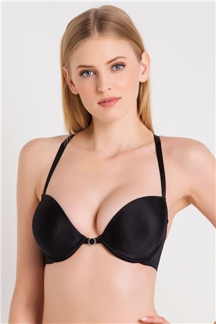 Magic Form 8026 Kadın Siyah Önden Klipsli Sırtı Şeritli Çıkarılabilir Destekli Sütyen