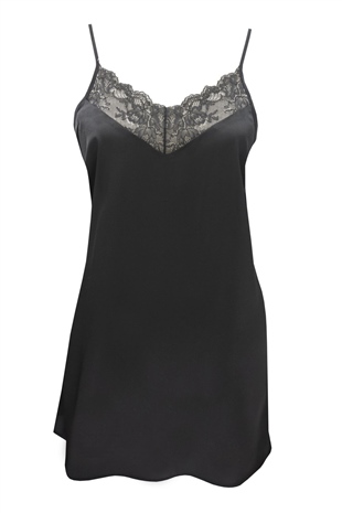 Magic Form 87430 Kadın Siyah Krep Saten Dantelli Gecelik