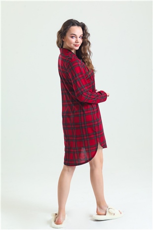 Magic Form 87764 Kadın Bordo Penye Önden Düğmeli Gecelik