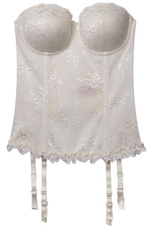 Magic Form 9256 Kadın Ekru Dantelli Taşlı Sırtı Açık Uzun Straplez Büstiyer