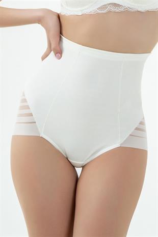 Magic Form 9720 Kadın Ekru Çizgili Dantelli Korse