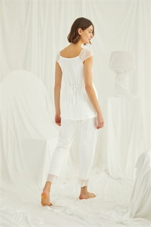 Monamise 18202303 Kadın Ekru Hamile Lohusa Seti Sabahlık Gecelik Pijama Takım