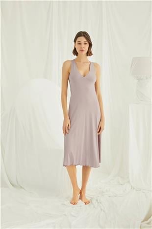 Monamise 18442 Kadın Vizon Kısa Kollu Gecelik