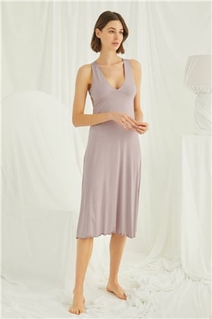 Monamise 18442 Kadın Vizon Kısa Kollu Gecelik