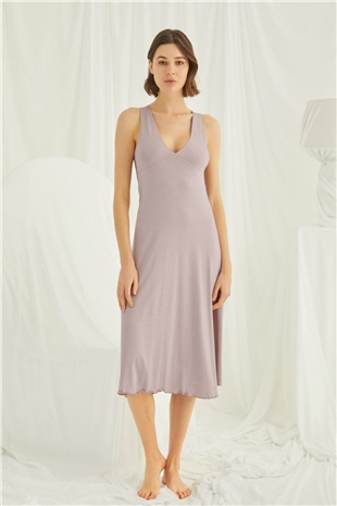 Monamise 18442 Kadın Vizon Kısa Kollu Gecelik