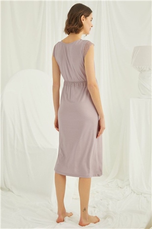 Monamise 18449 Kadın Vizon Hamile Lohusa Kısa Kollu Gecelik