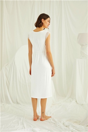 Monamise 18450 Kadın Ekru Hamile Lohusa Kısa Kollu Gecelik