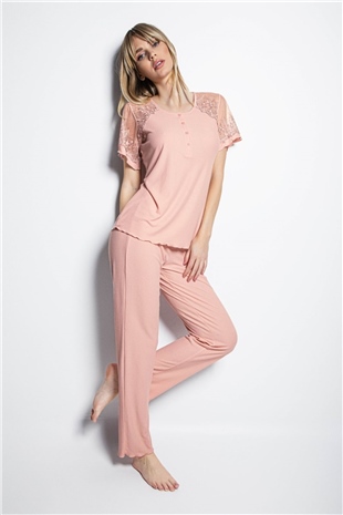 Monamise 19168 Kadın Pudra Pijama Takım