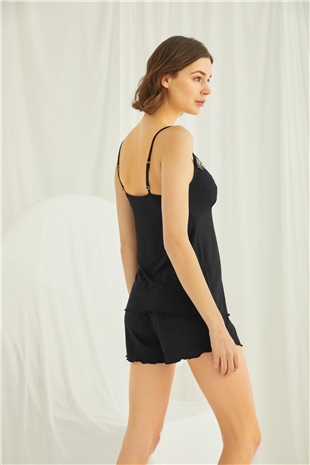 Monamise 19191 Kadın Siyah Şort Takım