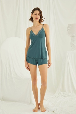 Monamise 19301 Kadın Yeşil Şort Takım