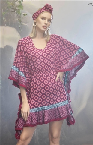 Monamise Kadın Bordo Desenli Elbise 21000
